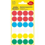 Etikett, 18 mm, kör, AVERY ZWECKFORM, 5 különböző szín, 96 etikett/csomag