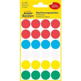   Etikett, 18 mm, kör, AVERY ZWECKFORM, 5 különböző szín, 96 etikett/csomag