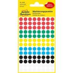 Etikett, 8 mm, kör, AVERY ZWECKFORM, 5 különböző szín, 416 etikett/csomag