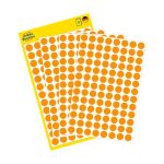 Etikett, 8 mm, kör, AVERY ZWECKFORM, neon narancs, 416 etikett/csomag