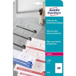   Fólia, matt, nyomólemezhez, A4, lézernyomtatóba, AVERY ZWECKFORM