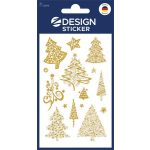 Matrica, papír, 1 ív, 76x120 mm, AVERY ZWECKFORM, "Z-Desing No.52273", arany fenyőfák