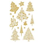 Matrica, papír, 1 ív, 76x120 mm, AVERY ZWECKFORM, "Z-Desing No.52273", arany fenyőfák