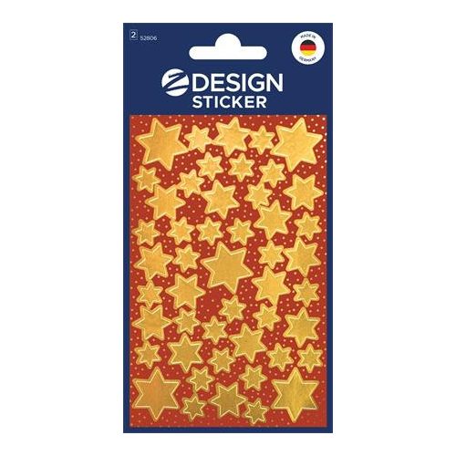 Ablakmatrica, 2 ív, 76x120 mm, AVERY ZWECKFORM, "Z-Desing No.52806", arany csillagok