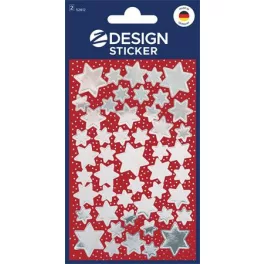   Ablakmatrica,  2 ív, 76x120 mm, AVERY ZWECKFORM, "Z-Desing No.52812", ezüst csillagok