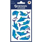 Matrica, papír, 2 ív, 76x120 mm, AVERY ZWECKFORM, "Z-Desing No.53444", csillogó delfinek