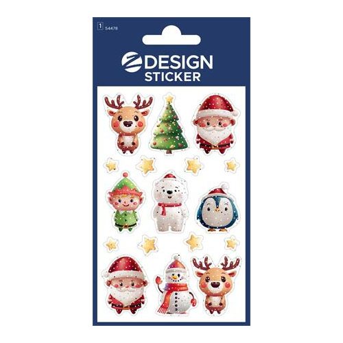 Matrica, 1 ív, 76x120 mm, AVERY ZWECKFORM, "Z-Design No.54478", karácsonyi figurák