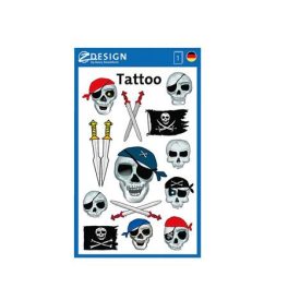   Matrica, tetoválás, 1 ív, 76x120 mm, AVERY ZWECKFORM, "Z-Desing No.56632", kalóz halálfejek kardokkal
