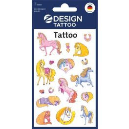   Matrica, tetoválás, 1 ív, 76x120 mm, AVERY ZWECKFORM, "Z-Desing No.56681", csillámos lovak
