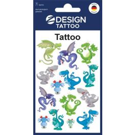   Matrica, tetoválás, 1 ív, 76x120 mm, AVERY ZWECKFORM, "Z-Desing No.56751", sárkányok