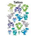 Matrica, tetoválás, 1 ív, 76x120 mm, AVERY ZWECKFORM, "Z-Desing No.56751", sárkányok