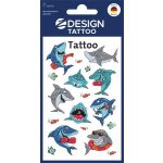 Matrica, tetoválás, 1 ív, 76x120 mm, AVERY ZWECKFORM, "Z-Desing No.56770",  cápák