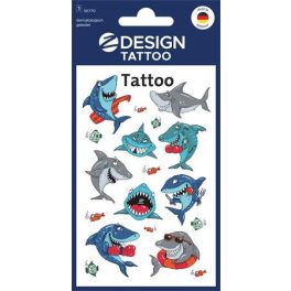  Matrica, tetoválás, 1 ív, 76x120 mm, AVERY ZWECKFORM, "Z-Desing No.56770",  cápák