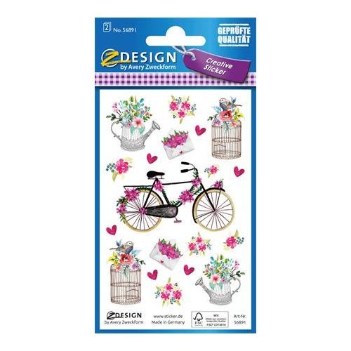 Matrica, papír, 3 ív, 76x120 mm, AVERY ZWECKFORM, "Z-Design No.56891", virágok