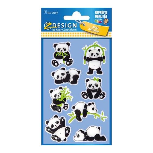 Matrica, műanyag, 1 ív, 76x120 mm, AVERY ZWECKFORM, "Z-Design No.57297", panda