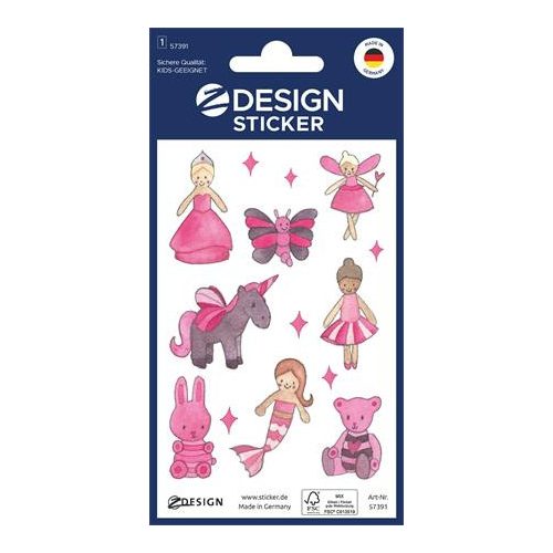 Matrica, papír, 1 ív, 76x120 mm, AVERY ZWECKFORM, "Z-Design No.57391", rózsaszín tündér világ