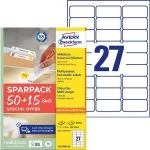 Etikett, univerzális, eltávolítható, 63,5x29,6 mm, AVERY ZWECKFORM, "Sparpack", 1755 etikett/csomag