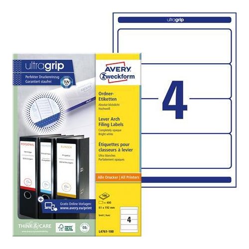 Iratrendező etikett, univerzális, 61x192 mm, AVERY ZWECKFORM, 400 etikett/csomag