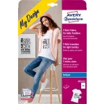 Fólia, vasalható, A4, tintasugaras nyomtatóba, világos textilhez, AVERY ZWECKFORM