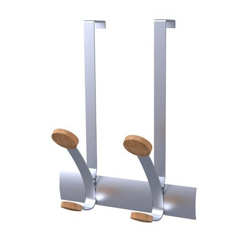 Ruhafogas, ajtóra helyezhető, fém, 2db akasztóval, ALBA, ezüst