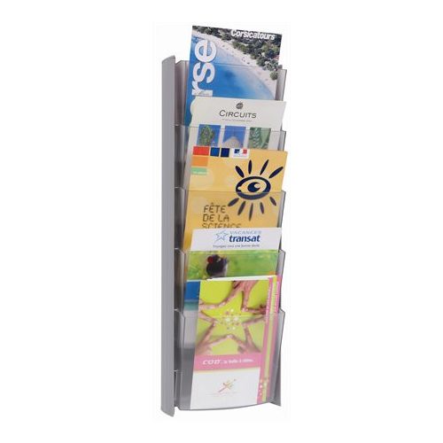 Katalógustartó, fali, A5, 5 rekeszes, ALBA, ezüst