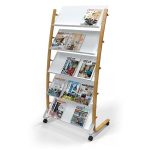 Katalógustartó, mobil, 5x3 rekeszes, ALBA, fa/fehér