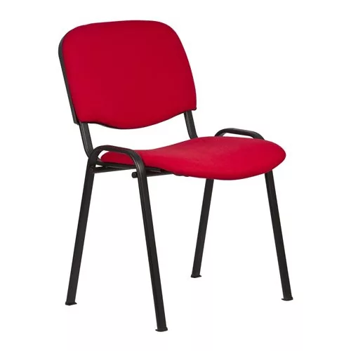 Tárgyalószék, szövetborítás, fekete fémváz, "Felicia, piros