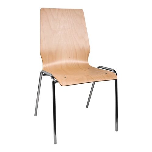 Tárgyalószék, fa ülőlappal, krómozott acélváz "1158 LC"