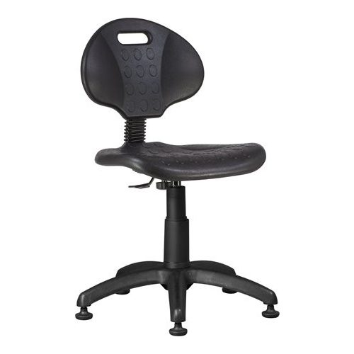 Munkaszék, háttámlás, műanyag ülőfelület, tappanccsal "1290", fekete