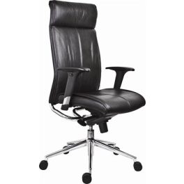  Főnöki szék, bőrborítás, ezüst színű lábkereszt, "Chicago 600 Adj", fekete