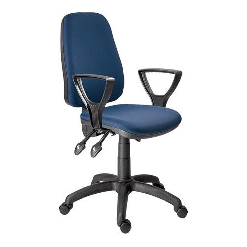 Irodai forgószék, szövetborítás, fekete lábkereszt, "1140", sötétkék