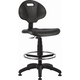   Munkaszék, háttámlás, műanyag ülőfelület,lábtartógyűrűvel, tappanccsal "1290", fekete
