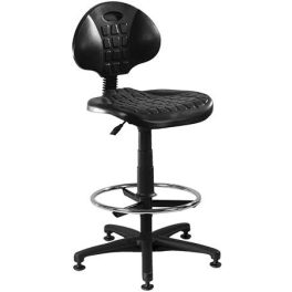   Munkaszék, háttámlás, műanyag ülőfelület, állítható lábtartó gyűrűvel"1290", fekete