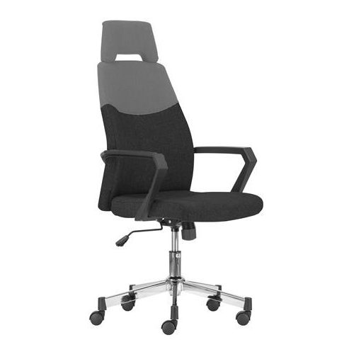 Irodai forgószék, króm lábkereszt,fejtámasz, "Sterling", fekete-szürke