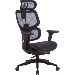   Irodai forgószék, hálós ülőlap és háttámla, fekete műanyag lábkereszt, "Humantech", fekete