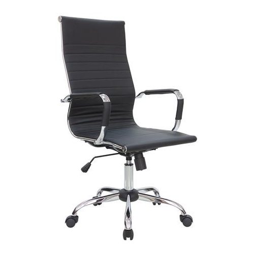 Főnöki szék, textilbőr borítás, krómozott lábkereszt, "Preston", fekete