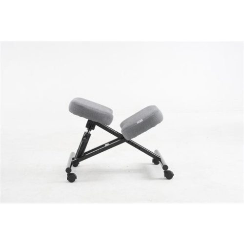 Térdeplőszék, gázliftes, szürke szövetborítás, fekete fém váz