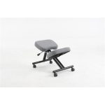 Térdeplőszék, gázliftes, szürke szövetborítás, fekete fém váz