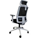 Irodai forgószék, fekete hálós háttámla, szövet ülőlap, szürke műanyag váz és lábkereszt,"Delfo"