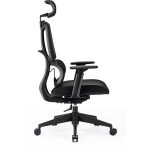 Irodai forgószék, fekete hálós háttámla, fekete szövet ülőlap, fekete műanyag váz és lábkereszt, "Famora"