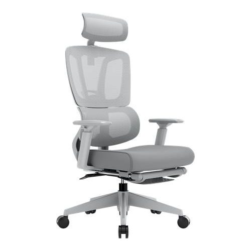 Irodai forgószék, szürke hálós háttámla, szürke szövet ülőlap, szürke műanyag váz és lábkereszt, "Famora"