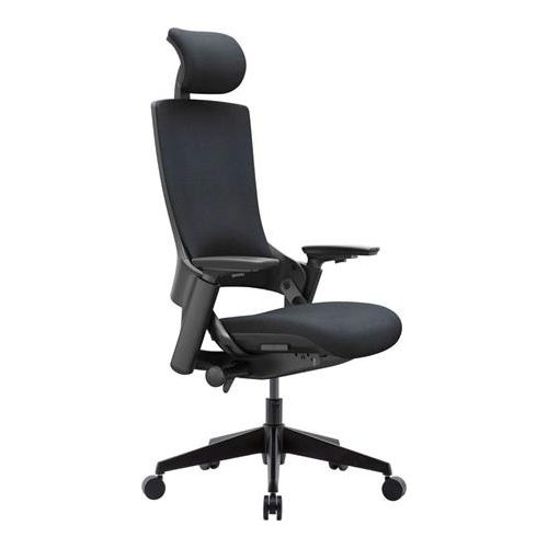 Irodai forgószék, feszített szövet háttámla, fekete szövet ülőlap, fekete műanyag váz és lábkereszt, "Wellington"