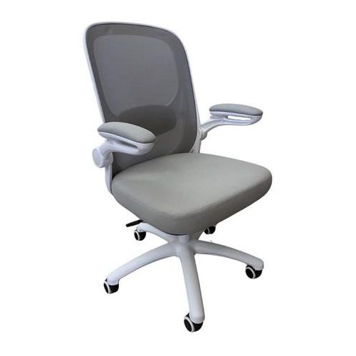 Irodai forgószék, szürke hálós háttámla, szövet ülőlap, fehér műanyag váz és lábkereszt,"Kea"