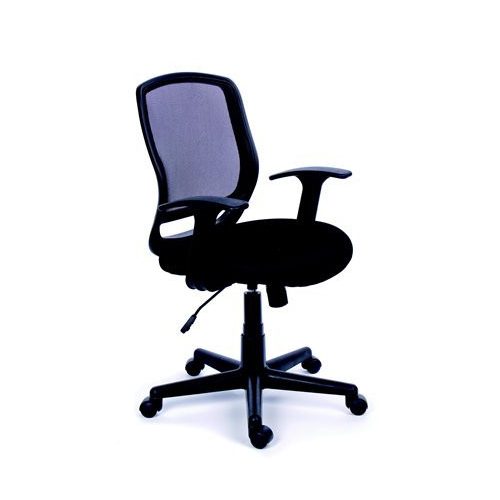 Irodai szék, karfás, fekete szövetborítás, feszített hálós háttámla, fekete lábkereszt, MAYAH "Fun"