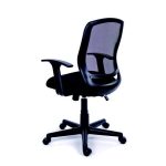 Irodai szék, karfás, fekete szövetborítás, feszített hálós háttámla, fekete lábkereszt, MAYAH "Fun"