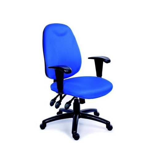 Irodai szék, állítható karfával, exkluzív kék szövetborítás, fekete lábkereszt, MAYAH "Energetic"