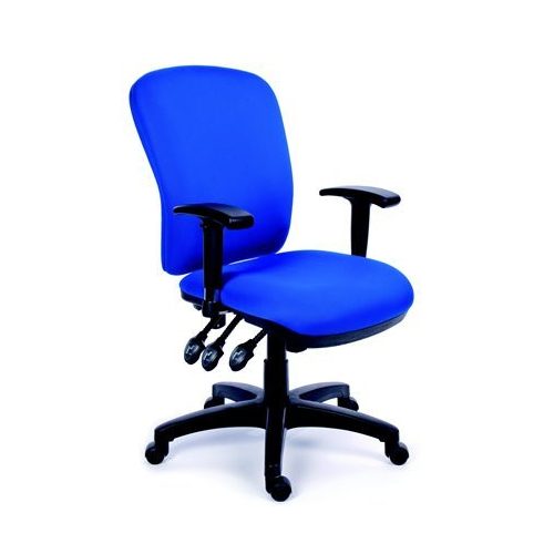 Irodai szék, állítható karfával, kék gyöngyszövet-borítás, fekete lábkereszt, MAYAH "Comfort"