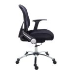 Irodai szék, karfás, fekete szövetborítás, feszített hálós háttámla, króm lábkereszt, MAYAH "Spirit"