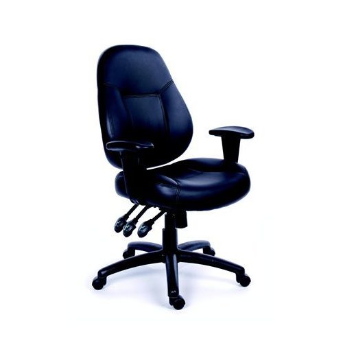 Irodai szék, állítható karfával, fekete bonded bőrborítás, fekete lábkereszt, MAYAH "Champion"