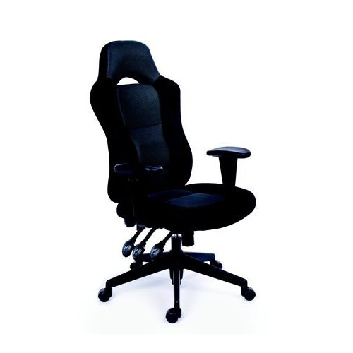 Főnöki szék, fekete/szürke gyöngyszövet-borítás, fekete lábkereszt, MAYAH "Racer"